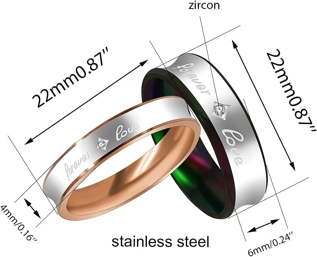 Fashion 2-Tones Forever Love Wedding Band Engagement Rings Couples Matching Jewelry for Lovers