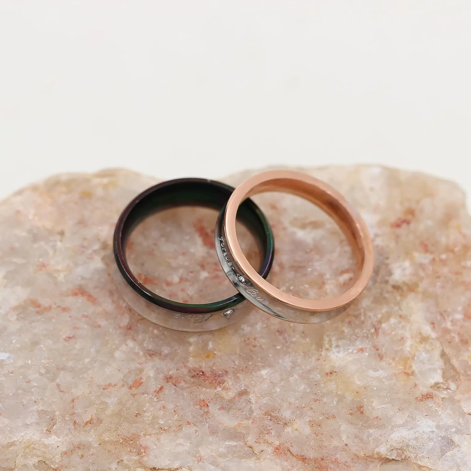 Fashion 2-Tones Forever Love Wedding Band Engagement Rings Couples Matching Jewelry for Lovers