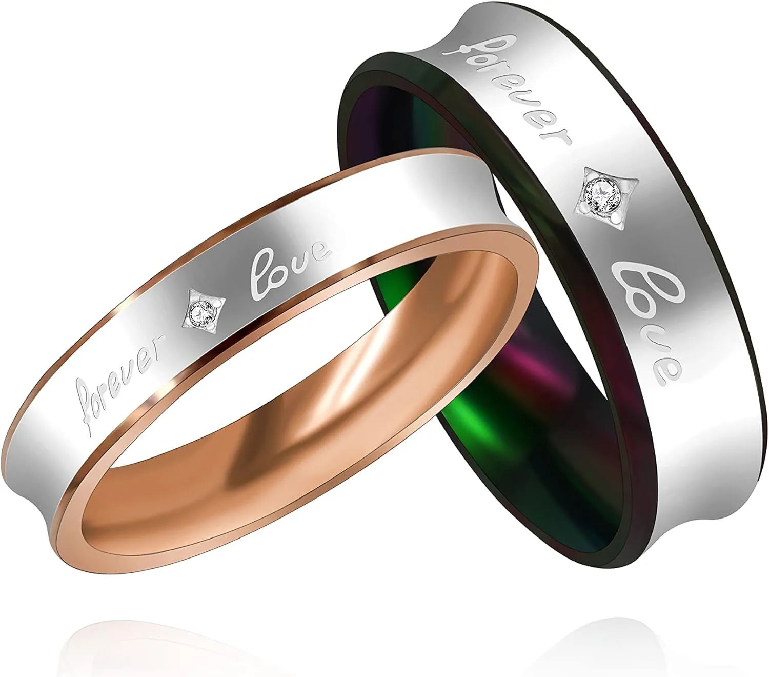 Fashion 2-Tones Forever Love Wedding Band Engagement Rings Couples Matching Jewelry for Lovers