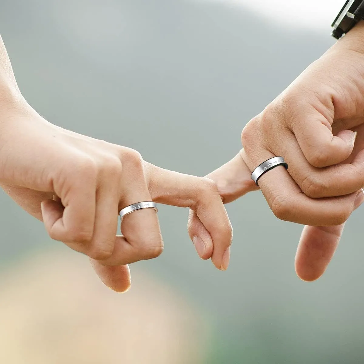 Fashion 2-Tones Forever Love Wedding Band Engagement Rings Couples Matching Jewelry for Lovers