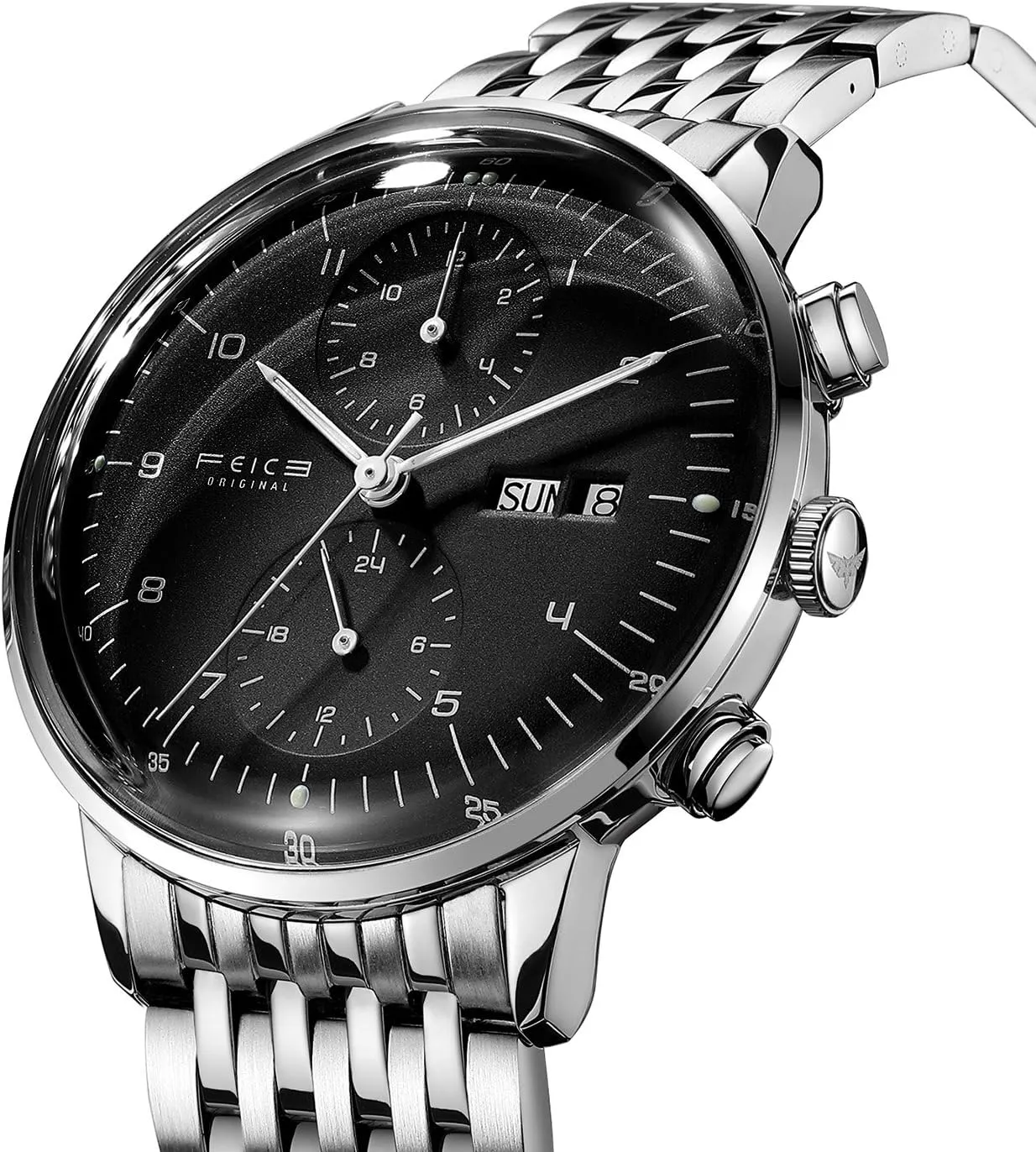 FEICE Mens Watches Bauhaus Automatic Watch Stainless Steel Mechanical Watch Wristwatch Casual Dress Watches for Men with Leather Bands Date -FM121