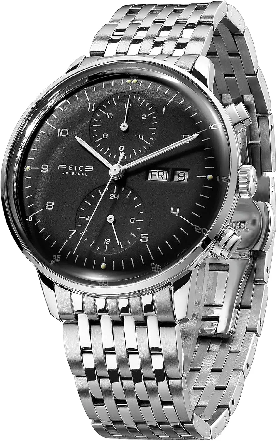 FEICE Mens Watches Bauhaus Automatic Watch Stainless Steel Mechanical Watch Wristwatch Casual Dress Watches for Men with Leather Bands Date -FM121