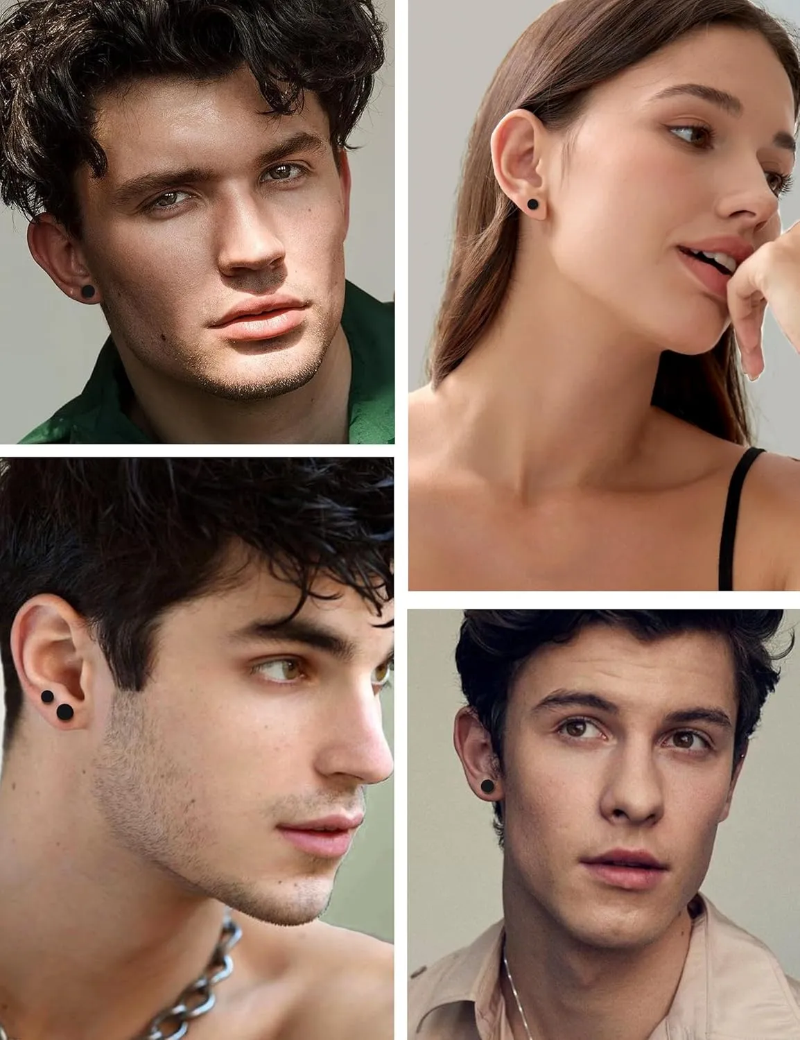 FIBO STEEL 316L Surgical Steel Hypoallergenic Black Stud Earrings for Men Women, Round Waterproof Cartilage & Lobe Jewelry, Comfortable Everyday Fashion Accessory, 3mm-8mm