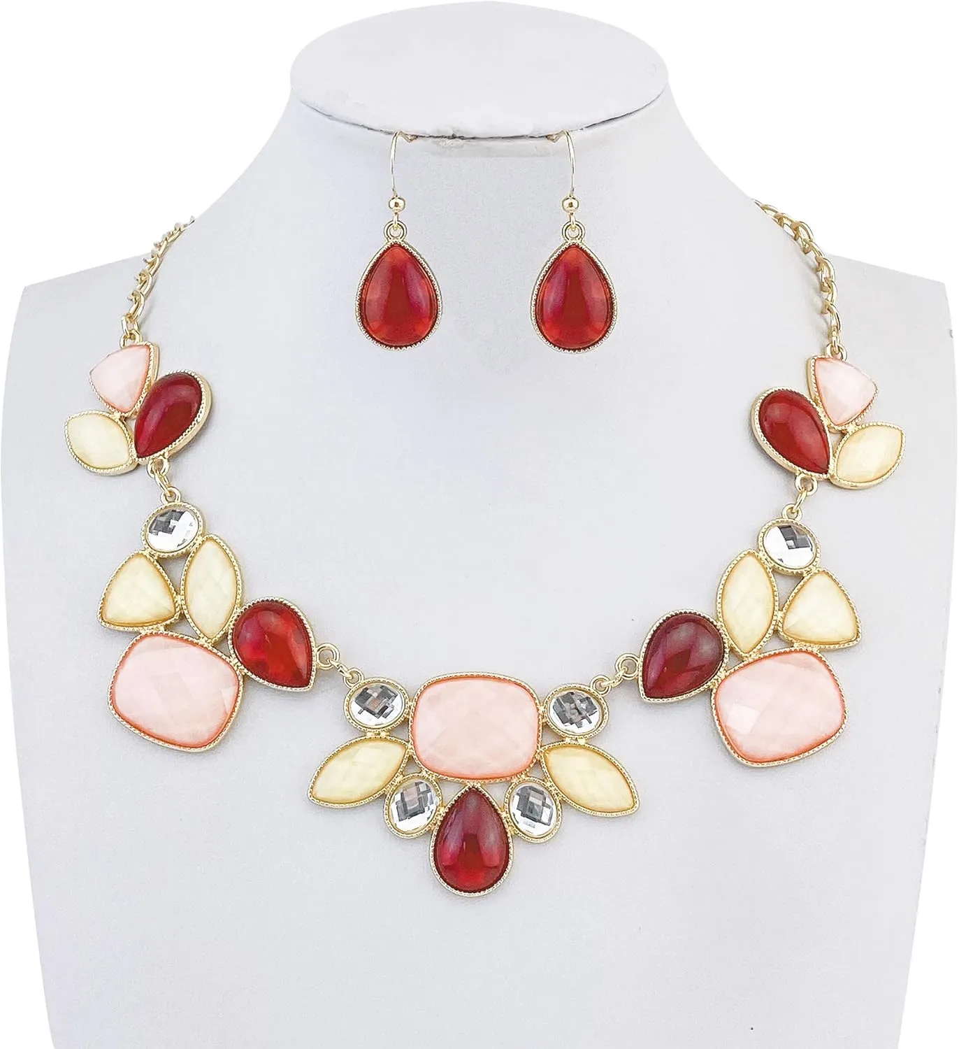 Firstmeet Shiny chunky bib Necklace with earrings