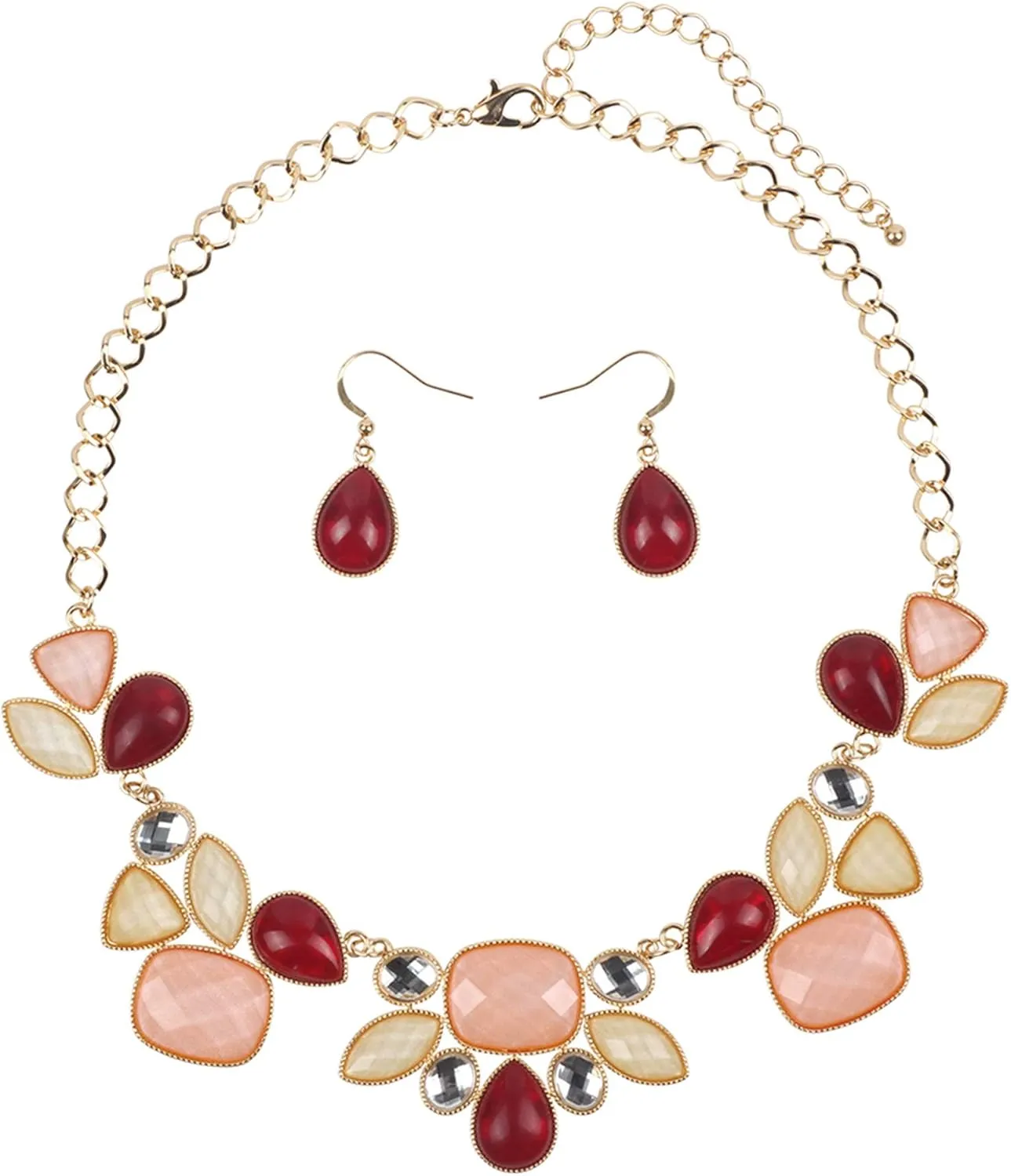 Firstmeet Shiny chunky bib Necklace with earrings