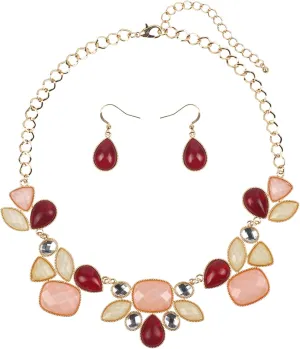 Firstmeet Shiny chunky bib Necklace with earrings