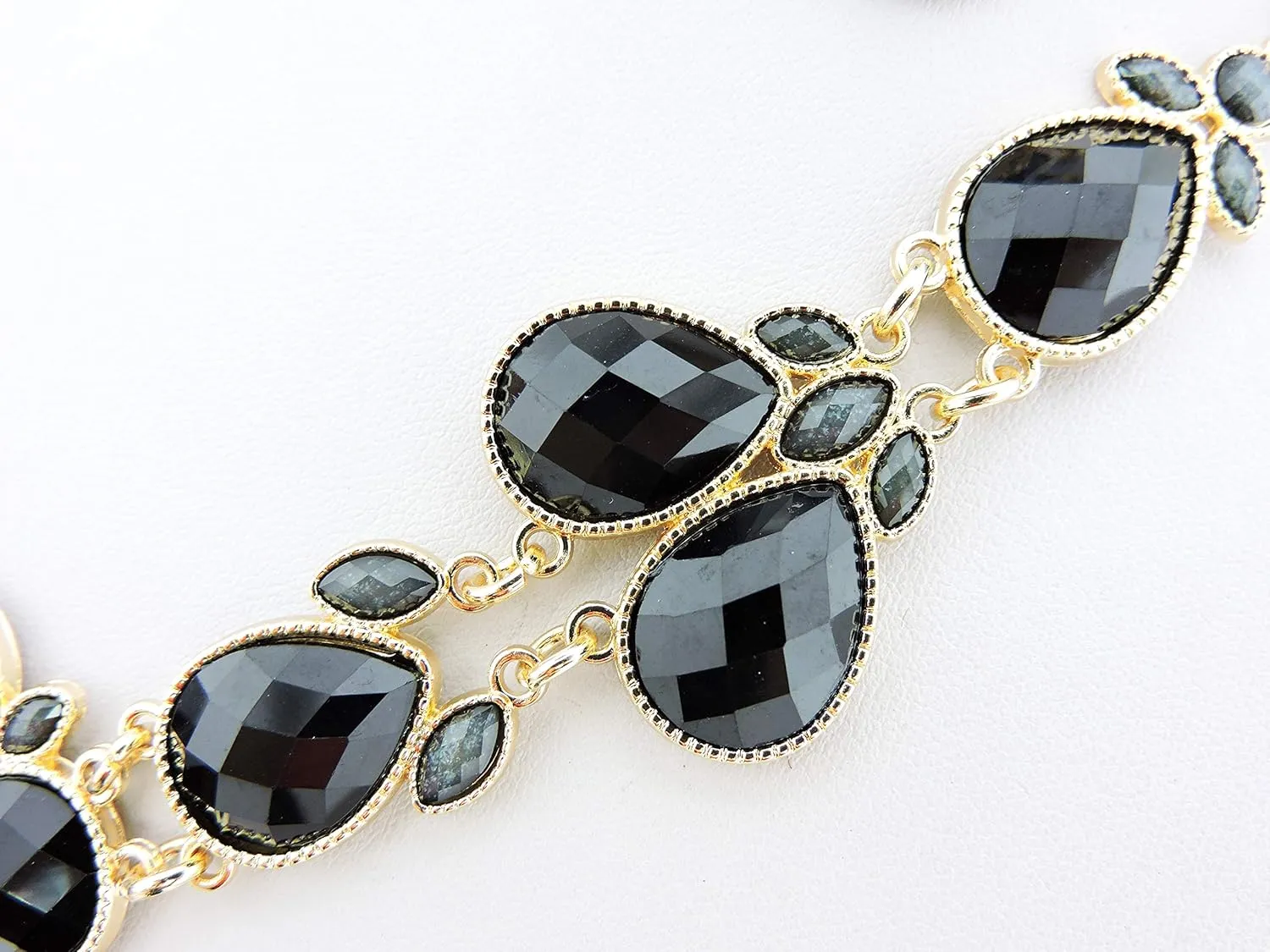Firstmeet Shiny Resin Water Drop Collar Necklace with Earrings