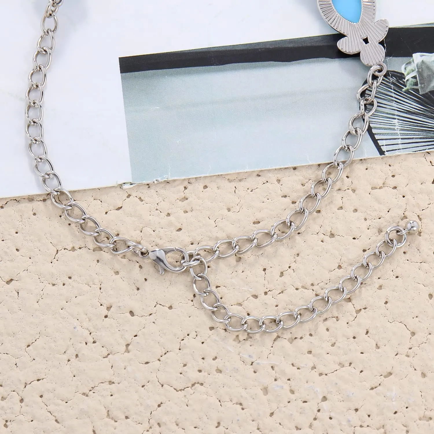 Firstmeet Shiny Resin Water Drop Collar Necklace with Earrings