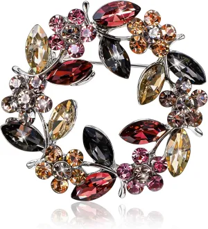 Flower Brooches for Women, Rhinestone Vintage Broche with Shiny Crystal Glass Shawl Pin for Clothes Decor Coats Shawls Proms Wedding Anniversaries Birthday Parties