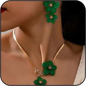 Flower Necklaces Earrings for Women White Spring Earrings Flower Jewelry Set 2025 Lightweight Dainty Studs Everyday Trendy Accessories