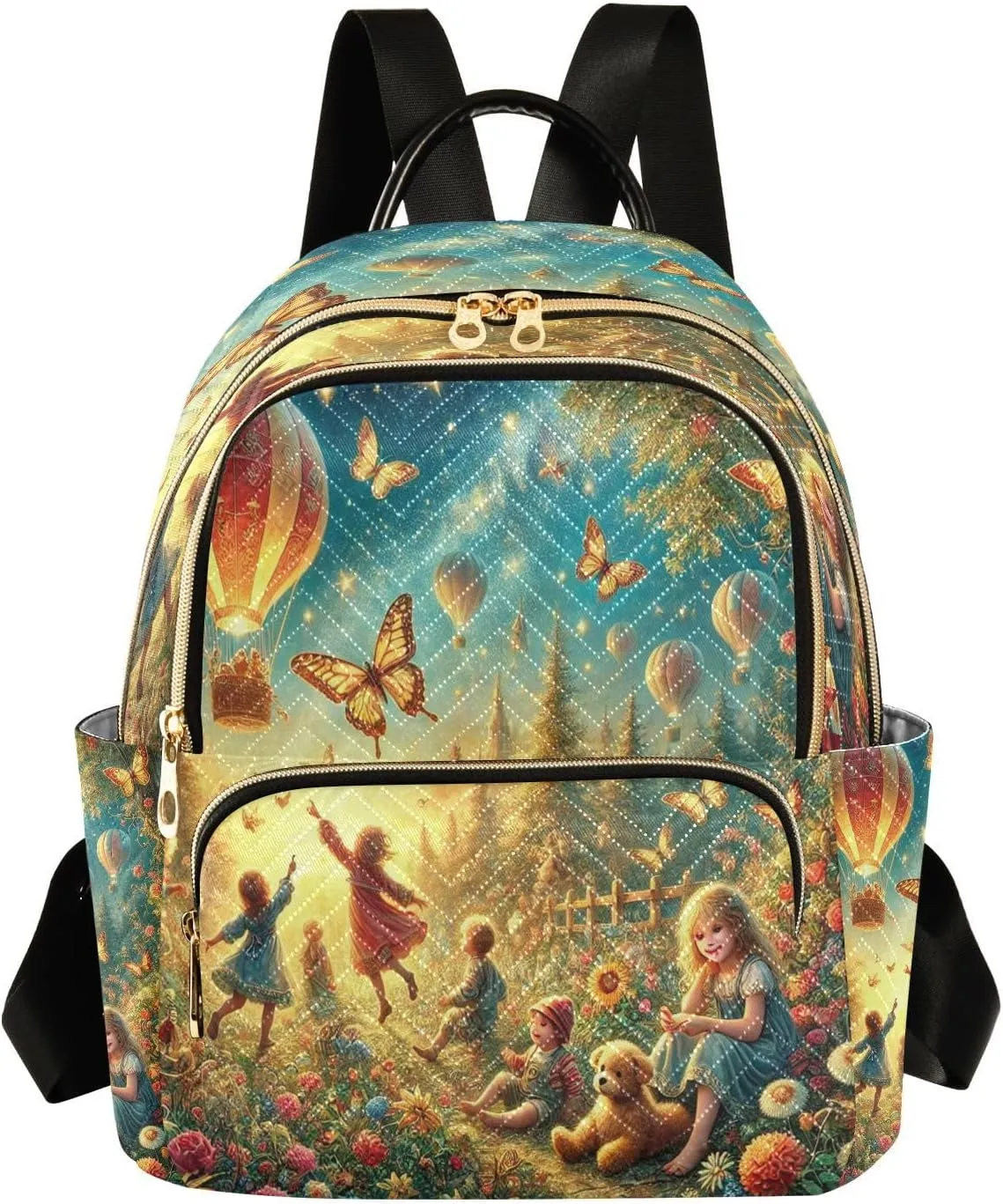 Flowers Mini Backpack Purse for Women Ladies Shoulder Bags for Work Small Casual Bookbag Quilted Travel Daypack M