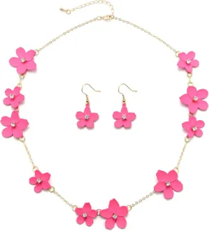 Flyonce Flower Choker Necklace Enamel Floral Flowers Bib Necklaces with Earrings Summer Beach Jewelry for Women