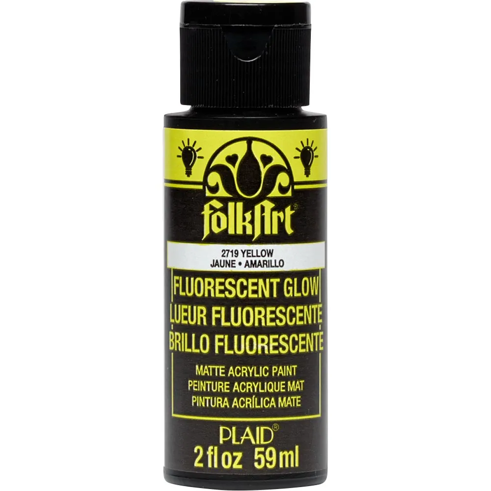 Folkart Fluorescent Glow Matte Acrylic Paints Flourescent Glow Yellow
