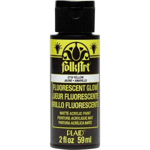 Folkart Fluorescent Glow Matte Acrylic Paints Flourescent Glow Yellow