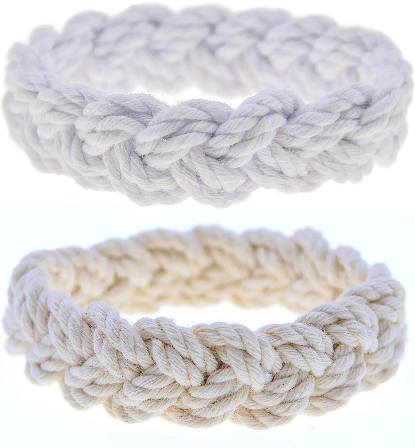 FROG SAC Sailor Knot Rope Bracelets - Natural and White Nautical Set for Men and Women - Cotton Fisherman's Jewelry