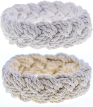 FROG SAC Sailor Knot Rope Bracelets - Natural and White Nautical Set for Men and Women - Cotton Fisherman's Jewelry