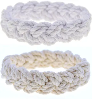 FROG SAC Sailor Knot Rope Bracelets - Natural and White Nautical Set for Men and Women - Cotton Fisherman's Jewelry