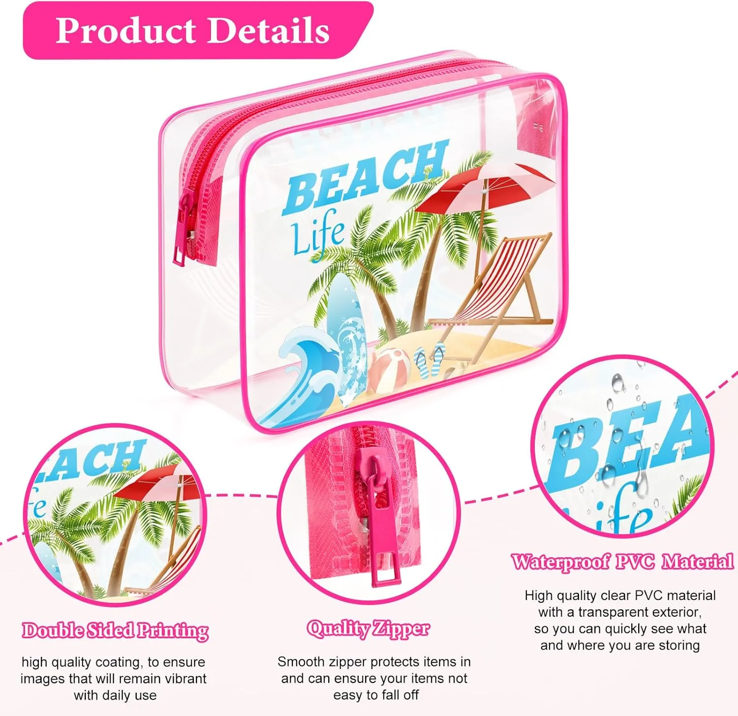 Funny Beach Gifts for Women Beach Cosmetic Bag Vacation Ocean Beach Themed Gifts for Beach Lover Summer Lovers Makeup Bag Girls Trip Gifts for Friends Bestie Birthday Christmas Gift Travel Pouch