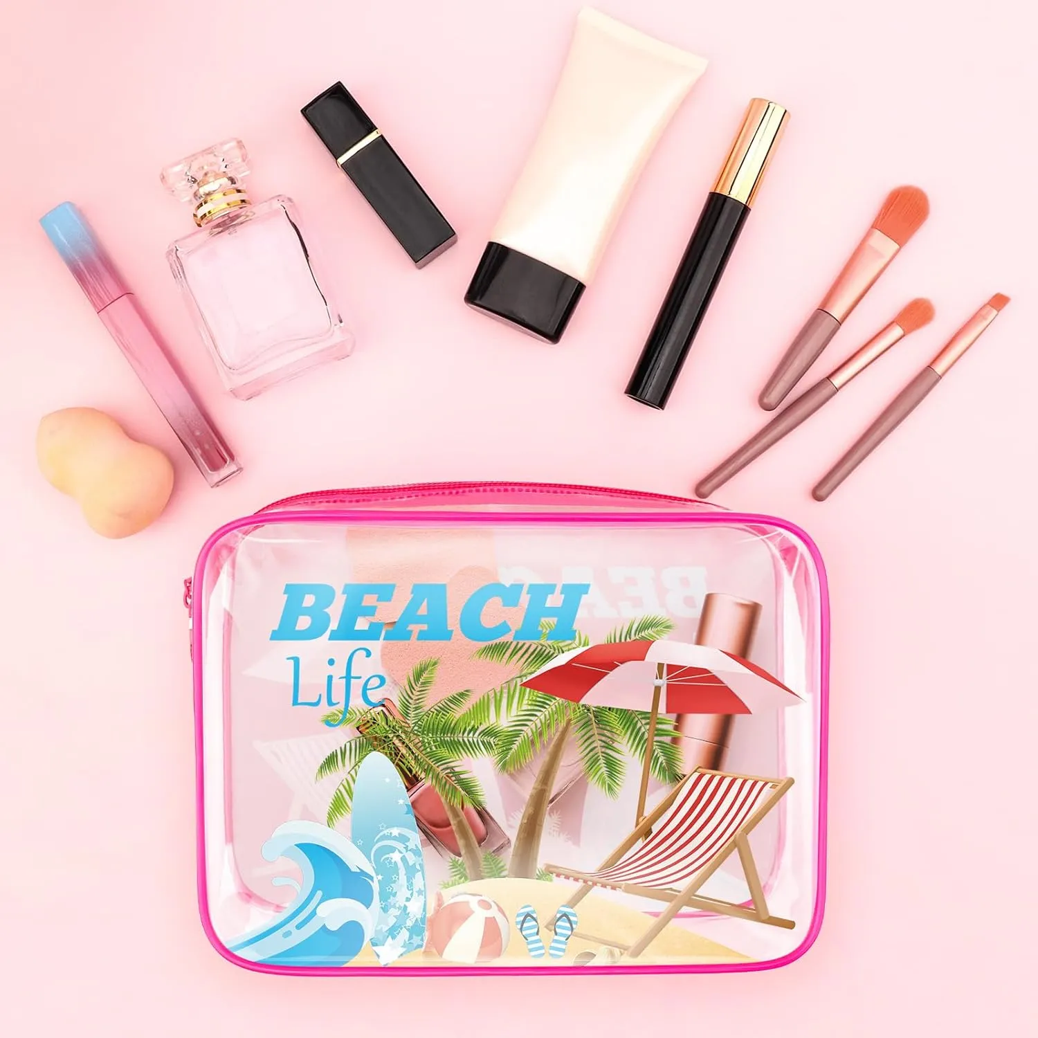 Funny Beach Gifts for Women Beach Cosmetic Bag Vacation Ocean Beach Themed Gifts for Beach Lover Summer Lovers Makeup Bag Girls Trip Gifts for Friends Bestie Birthday Christmas Gift Travel Pouch