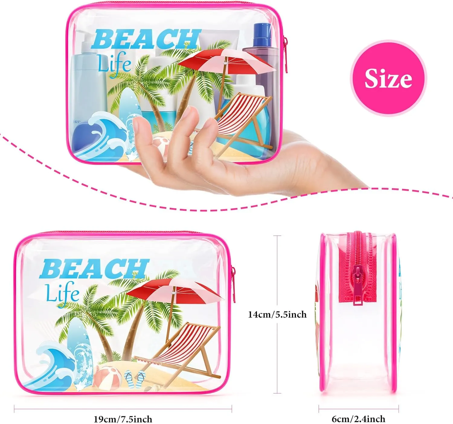 Funny Beach Gifts for Women Beach Cosmetic Bag Vacation Ocean Beach Themed Gifts for Beach Lover Summer Lovers Makeup Bag Girls Trip Gifts for Friends Bestie Birthday Christmas Gift Travel Pouch