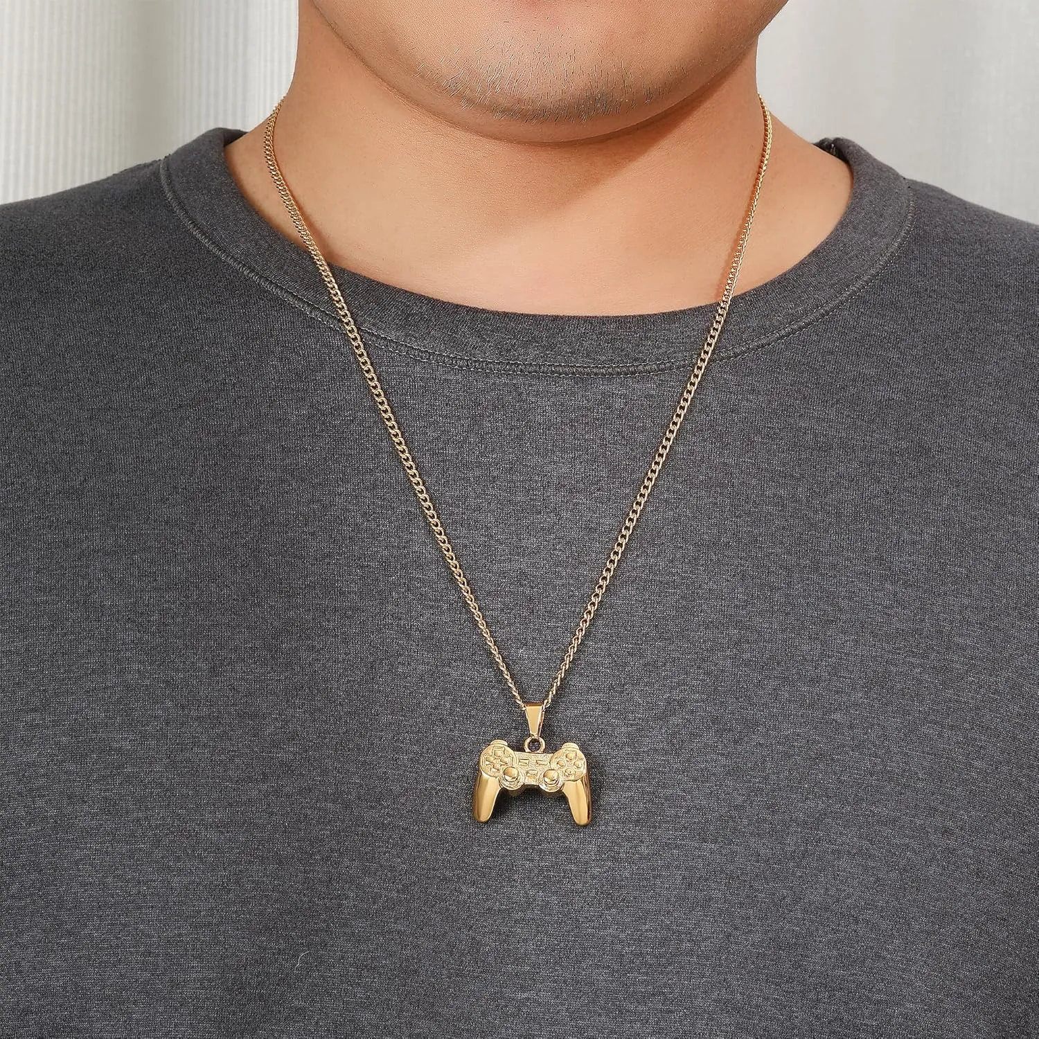 Game Controller Necklace Stainless Steel Chain Pendant Punk Hiphop Controller Necklace for Men Women