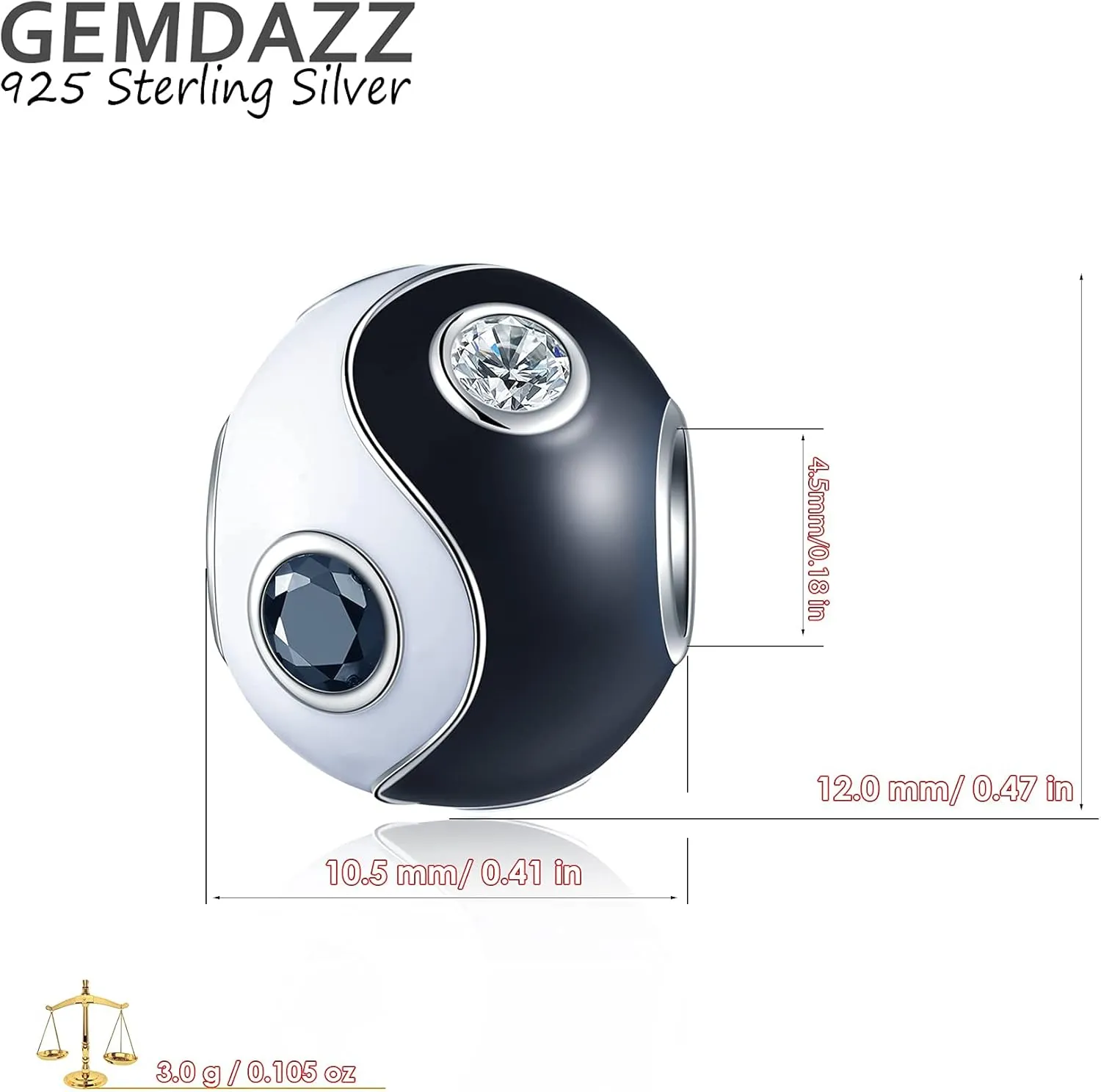 GEMDAZZ Religious Series Charm 925 Sterling Silver Chinese Yin Yang,Keep Faith Cross Dice Charms Beads Fit Men Women Bracelet Gift for Christmas/Mothers Day