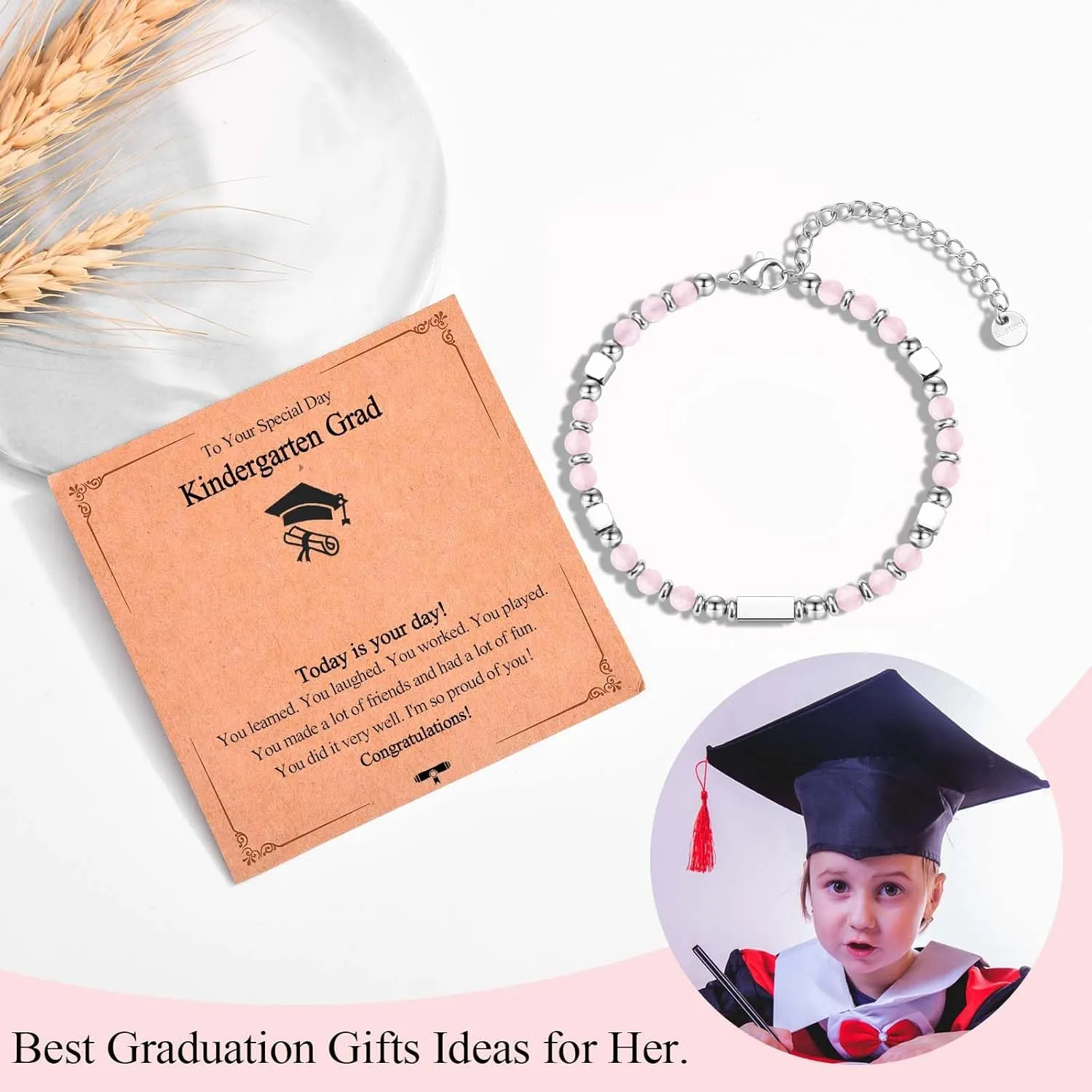 Gifts for Girls, Graduation Back to School First Day of School Gifts Bracelets for Daughter Granddaughter Niece Sister with Inspirational Card