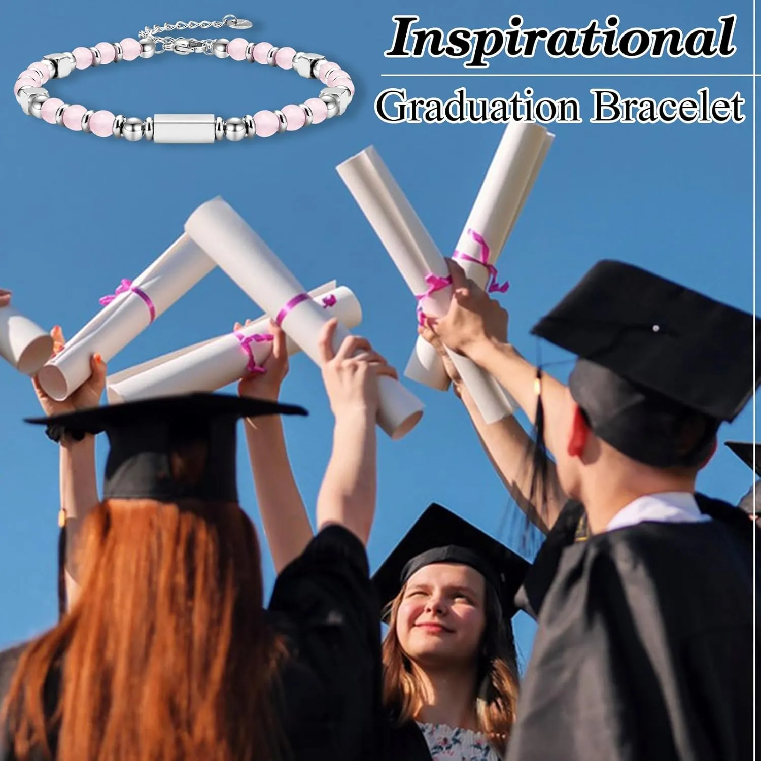 Gifts for Girls, Graduation Back to School First Day of School Gifts Bracelets for Daughter Granddaughter Niece Sister with Inspirational Card
