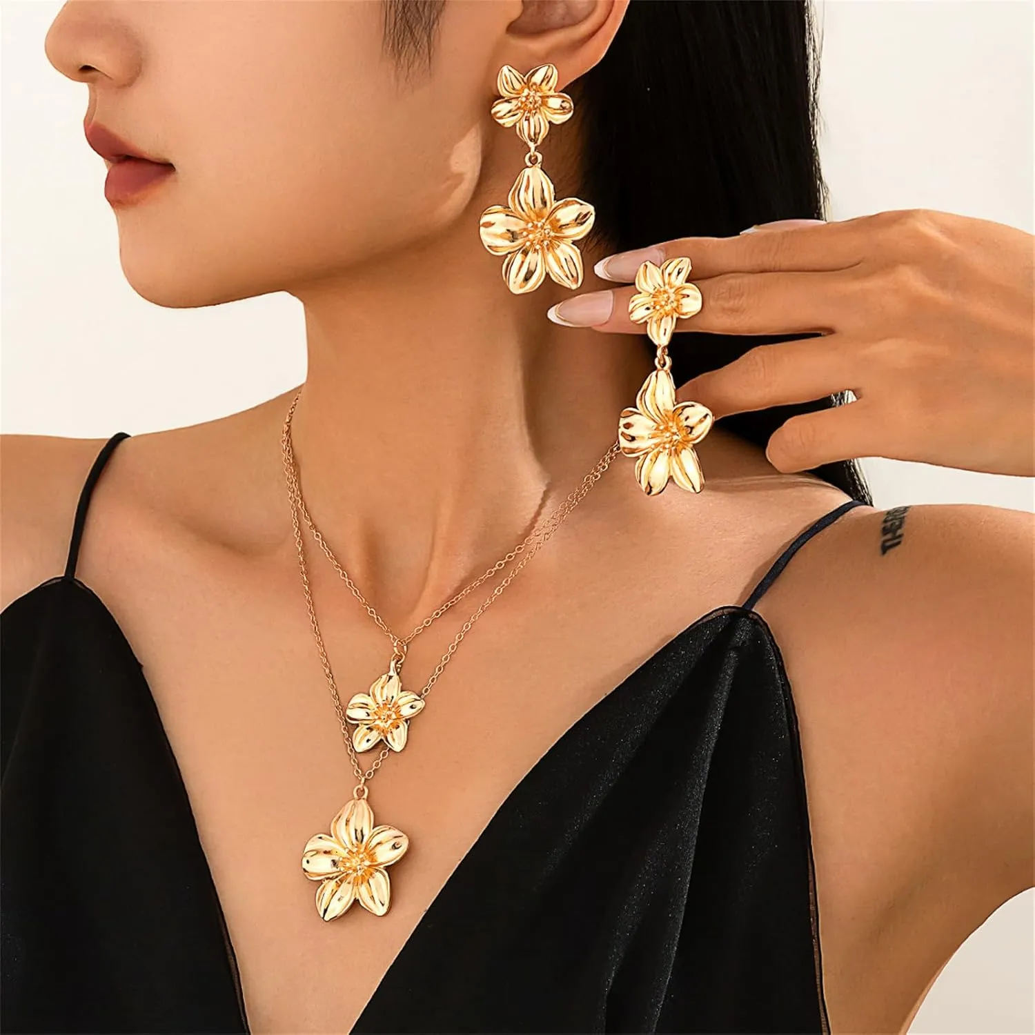 Ginkgo Biloba Leaf Tassel Earrings Necklace Set,Boho Y Pendant Necklaces Dainty Ginkgo Biloba Leaf Earring Floral Statement Necklace Large Plant Leaves Flower Choker Earrings Summer Jewelry for Women