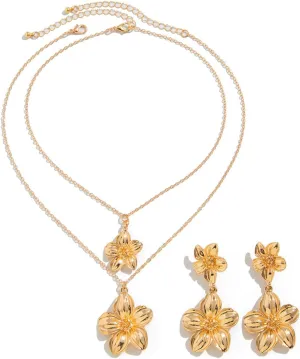 Ginkgo Biloba Leaf Tassel Earrings Necklace Set,Boho Y Pendant Necklaces Dainty Ginkgo Biloba Leaf Earring Floral Statement Necklace Large Plant Leaves Flower Choker Earrings Summer Jewelry for Women