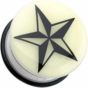 Glow in The Dark Nautical Star Single Flared WildKlass Ear Gauge Plug (Sold as Pairs)