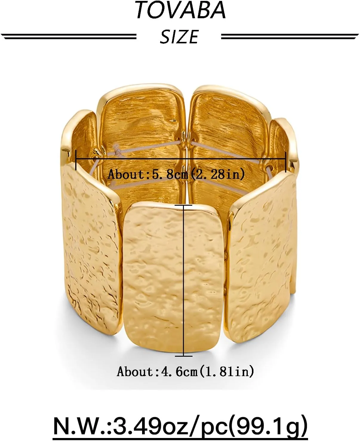 Gold Bangle Bracelets for Women Chunky Stretch Bracelets Gold and Silver Bangle Adjustable Wide Bracelets for Women