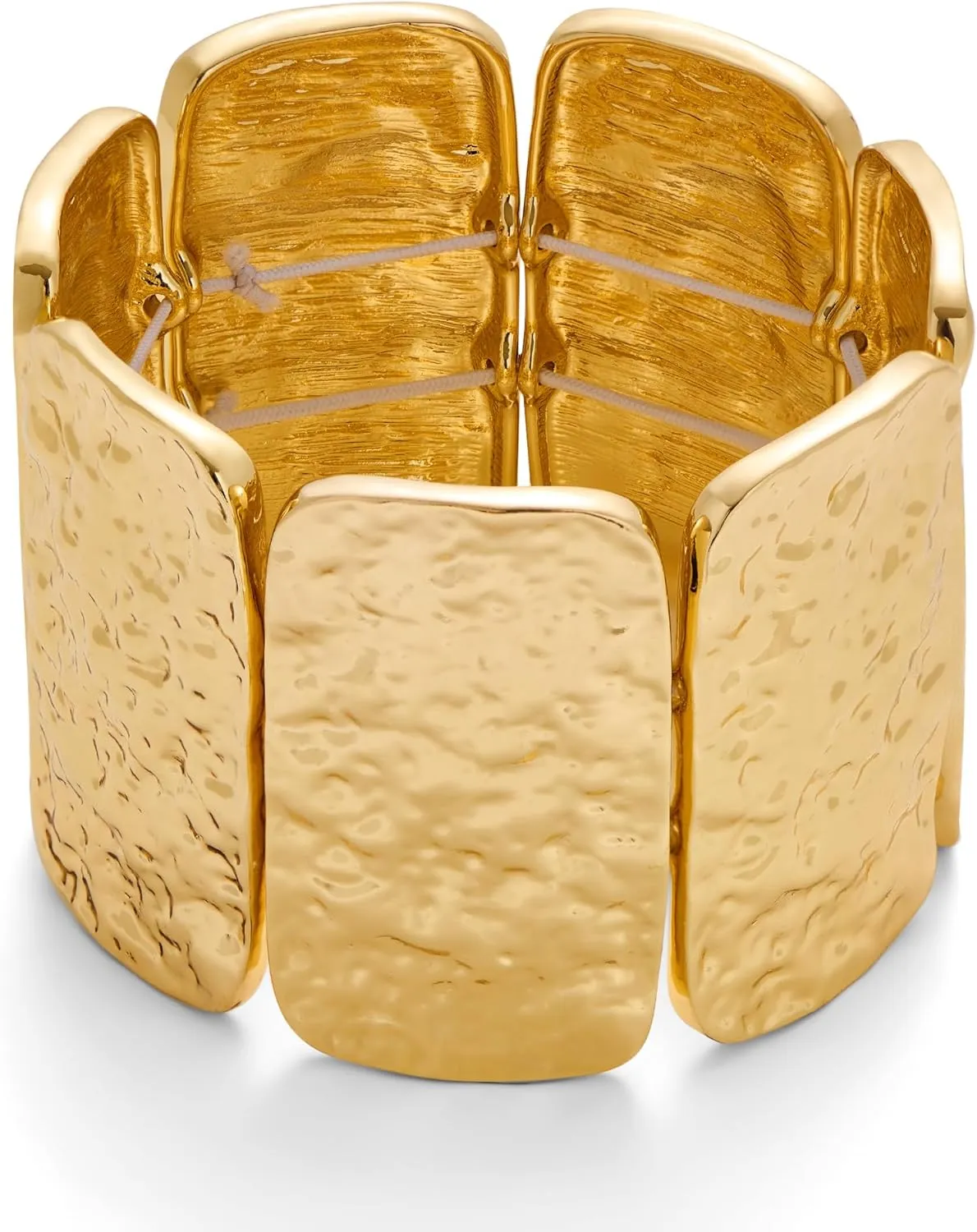 Gold Bangle Bracelets for Women Chunky Stretch Bracelets Gold and Silver Bangle Adjustable Wide Bracelets for Women
