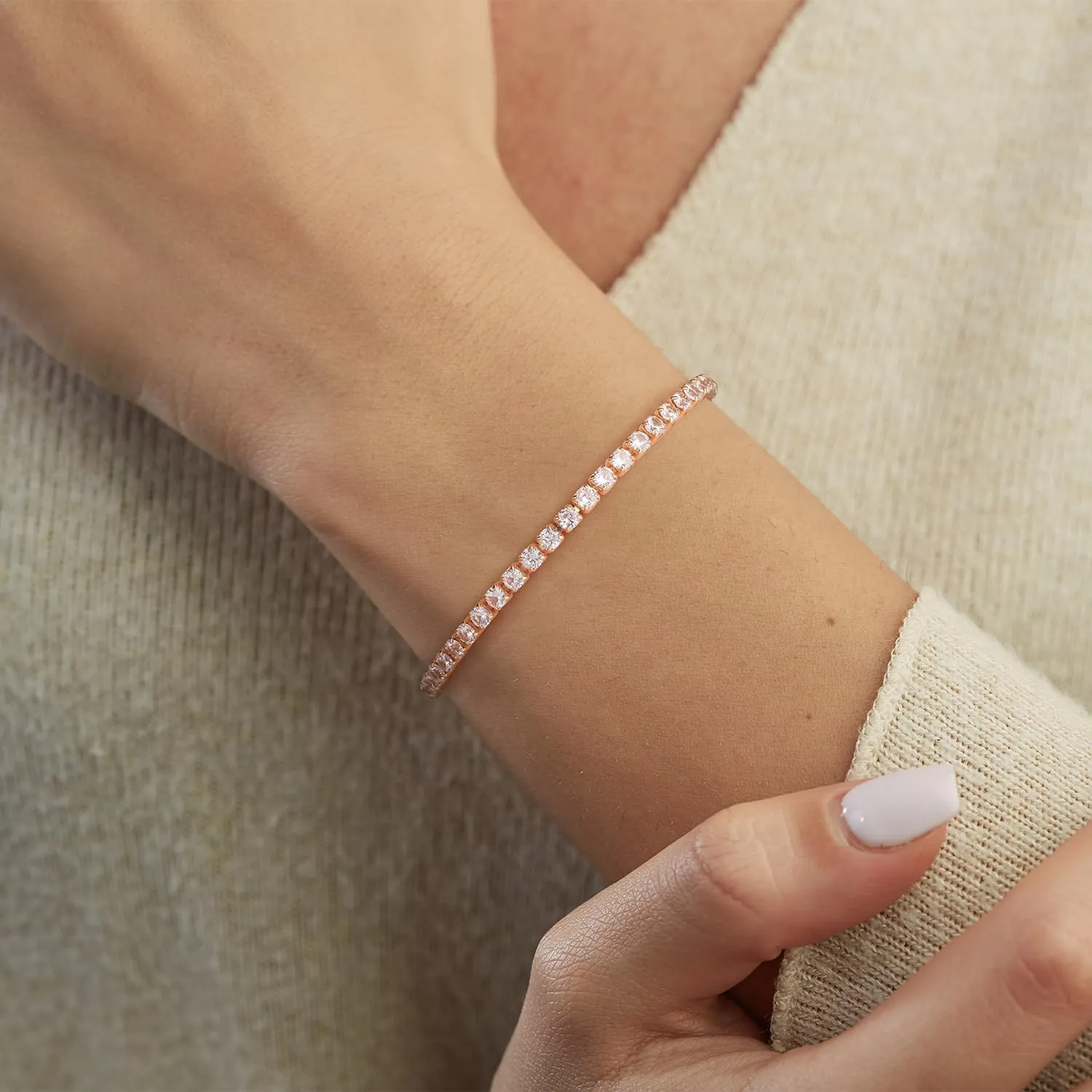 Gold Bracelets 14K Gold Tennis Bracelets for Women Non Tarnish Dainty Chain Bracelet Cubic Zirconia Bracelet Ideal Presents Available in 5 Sizes 6.5'' 7'' 7.5'' 8'' 9''