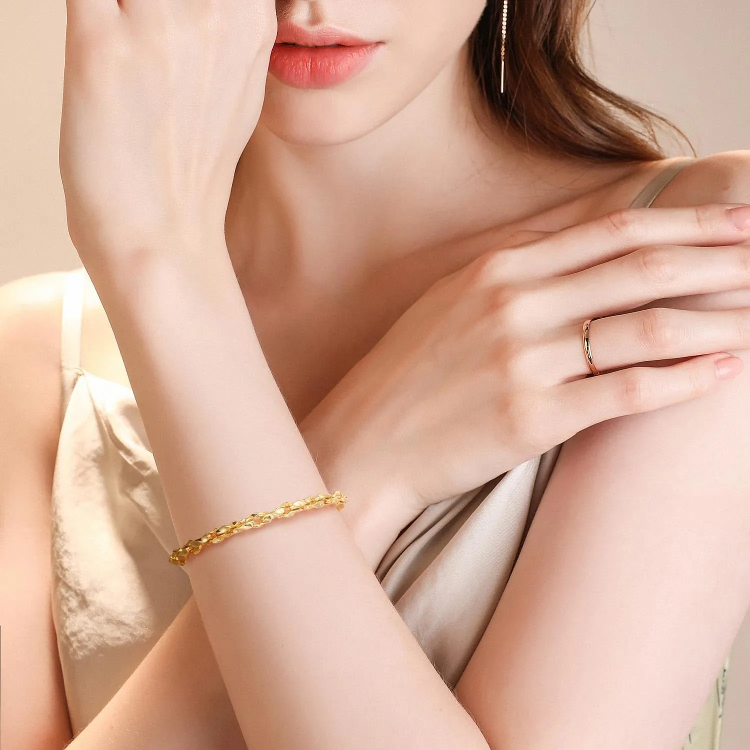 Gold Bracelets for Women 14K Gold Bracelet Dainty Bracelets for Womens Braided Chain Bracelet for Women Men 6.5/7/7.5/8/9in
