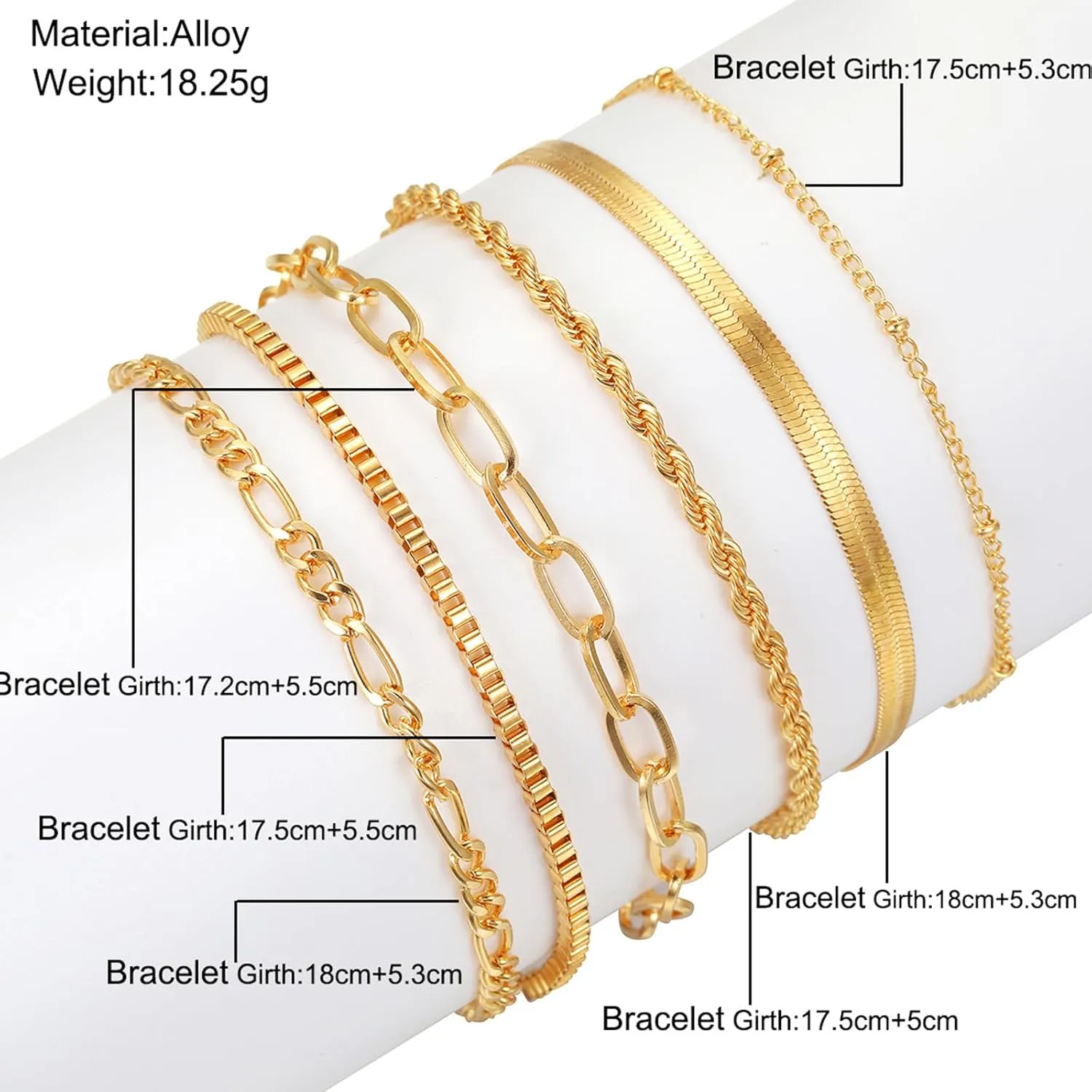 Gold Bracelets for Women 14K Gold Plated Stackable Bracelets for Women Cuban Link Paperclip Chain Dainty Bracelet Set Trendy Gold Bracelet Layered Link Bracelet Pack Jewelry for Women