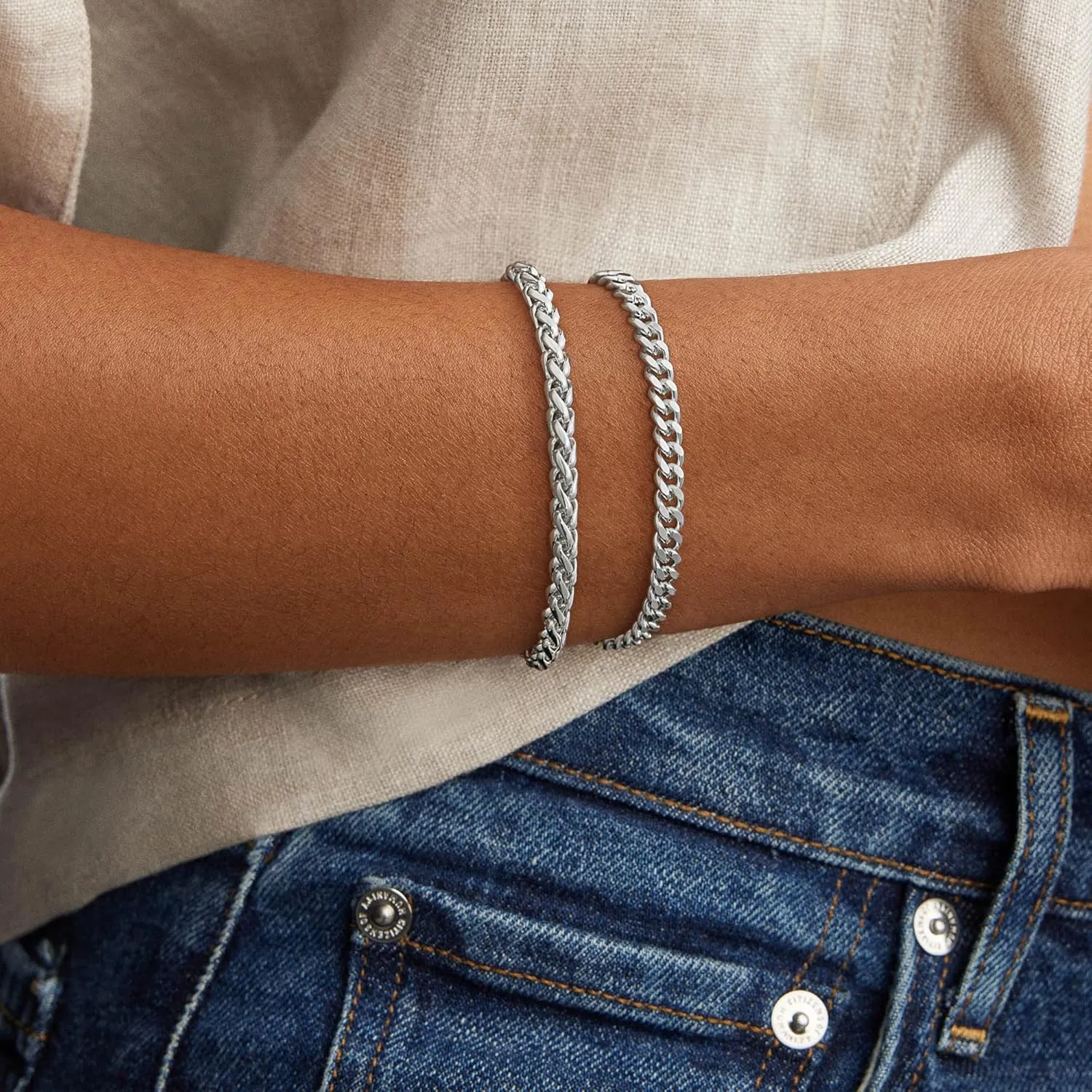 Gold Bracelets for Women, 14K Gold Plated/Silver Womens Bracelets Dainty Layered Gold Cuban Link Chain Bracelets for Women Trendy Chunky Stackable Gold Bracelet Set Jewelry Gift