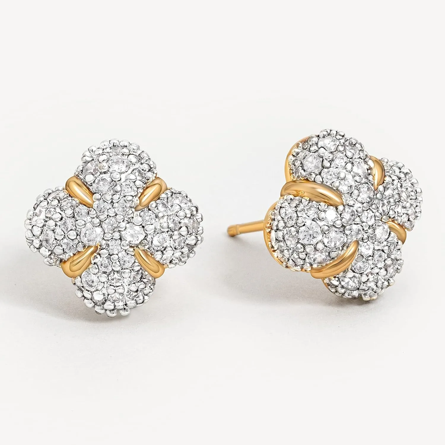 Gold Cubic Zirconia Studs for Women - 18k Gold Tiny CZ Triangle Earrings - Hypoallergenic Handmade Everyday Wear