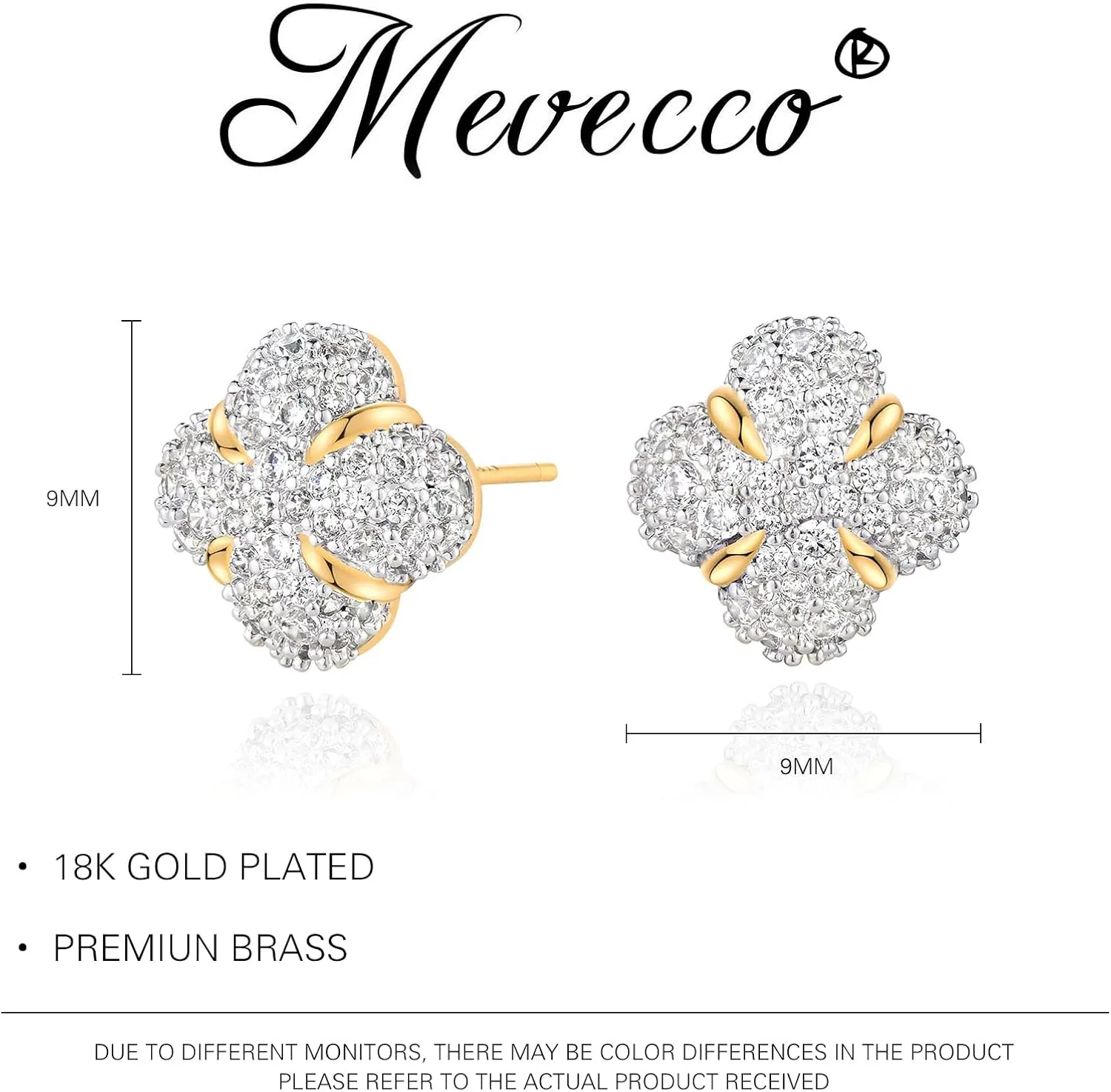 Gold Cubic Zirconia Studs for Women - 18k Gold Tiny CZ Triangle Earrings - Hypoallergenic Handmade Everyday Wear