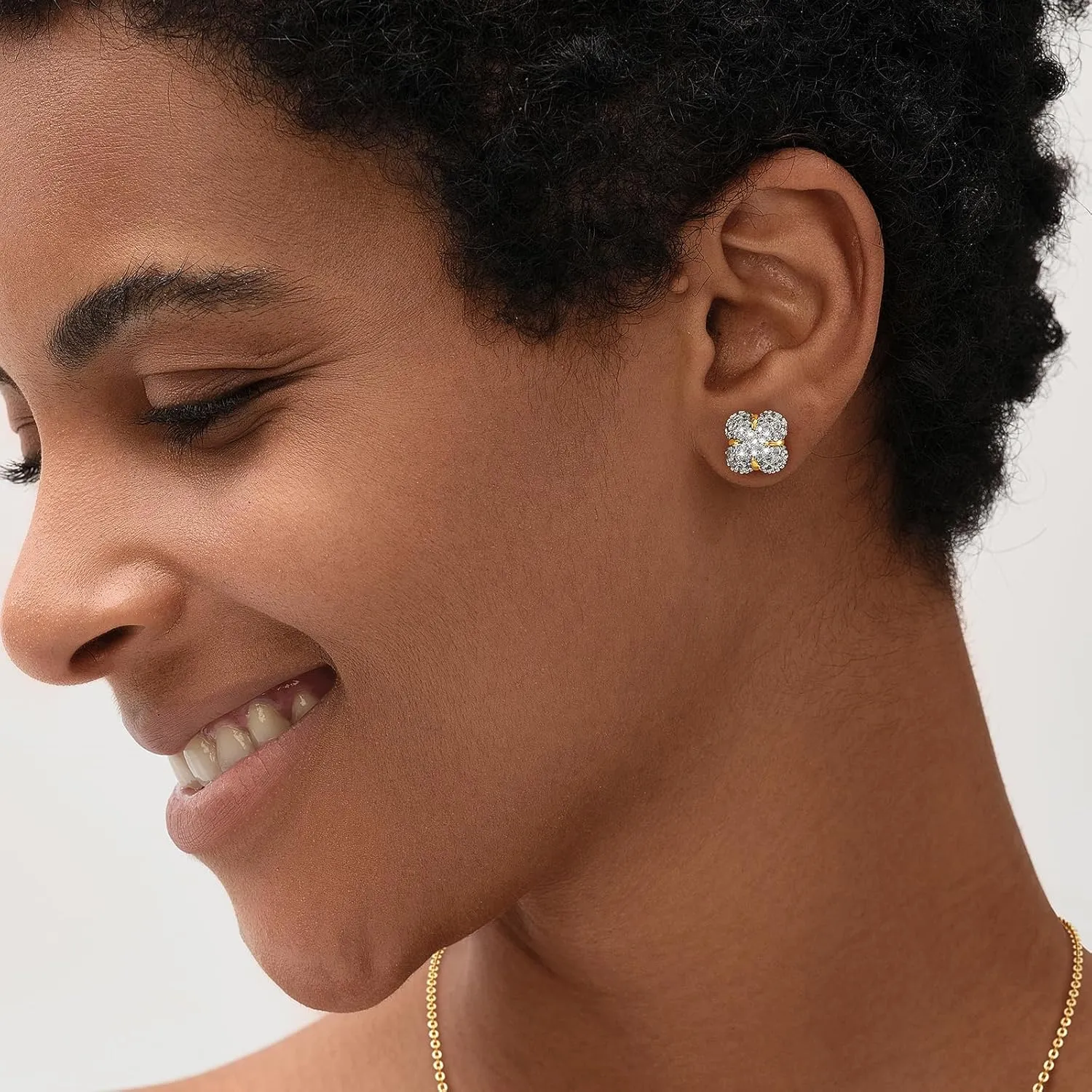 Gold Cubic Zirconia Studs for Women - 18k Gold Tiny CZ Triangle Earrings - Hypoallergenic Handmade Everyday Wear