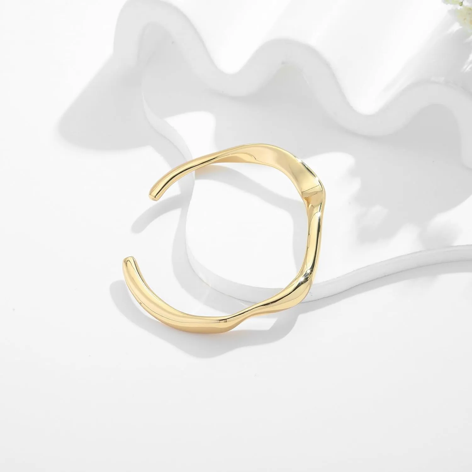 Gold Cuff Bracelet for Women Adjustable Open Cuff Bangle Bracelets Minimalist Arm Cuffs Wrist Bracelet