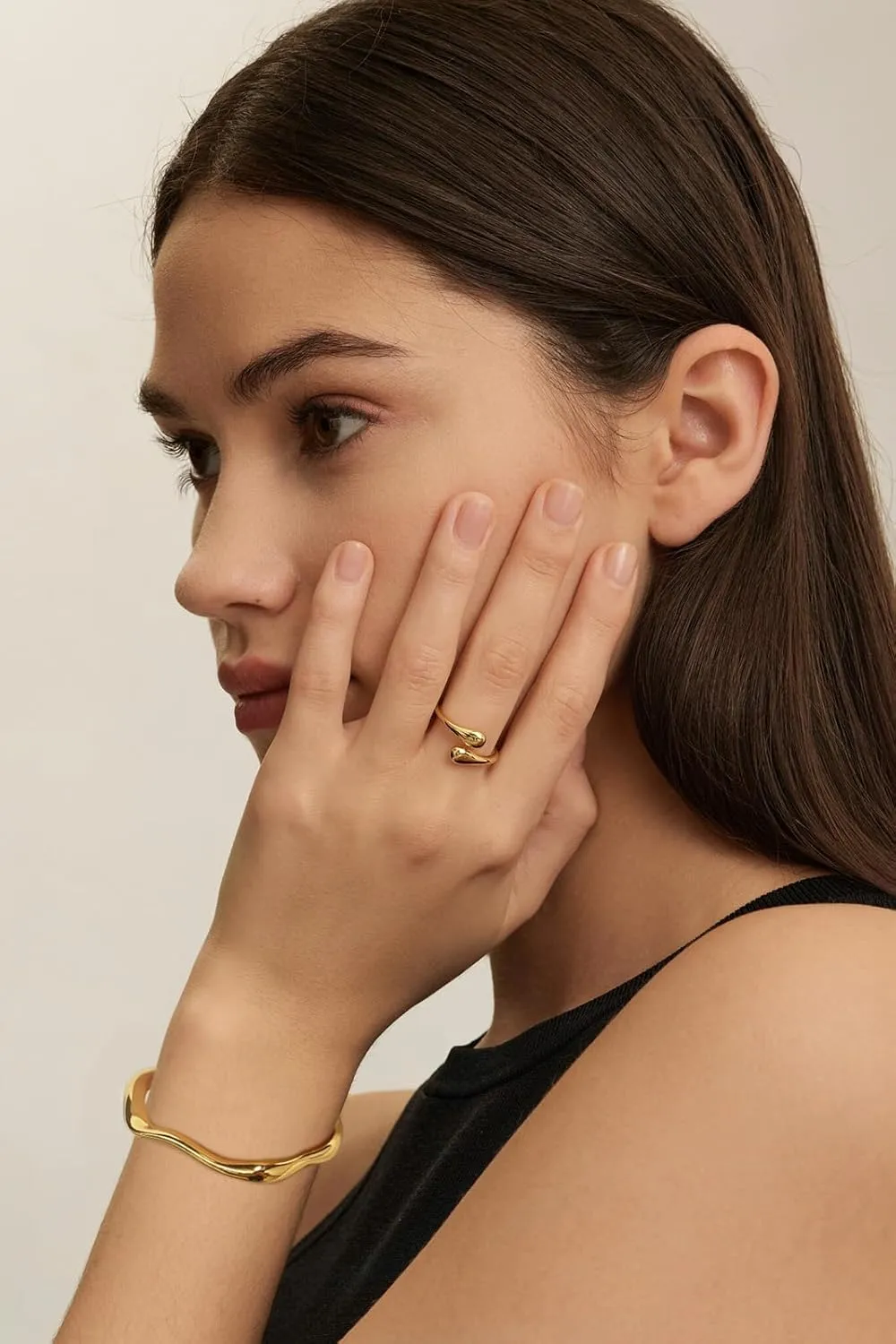 Gold Cuff Bracelet for Women Adjustable Open Cuff Bangle Bracelets Minimalist Arm Cuffs Wrist Bracelet
