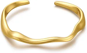 Gold Cuff Bracelet for Women Adjustable Open Cuff Bangle Bracelets Minimalist Arm Cuffs Wrist Bracelet
