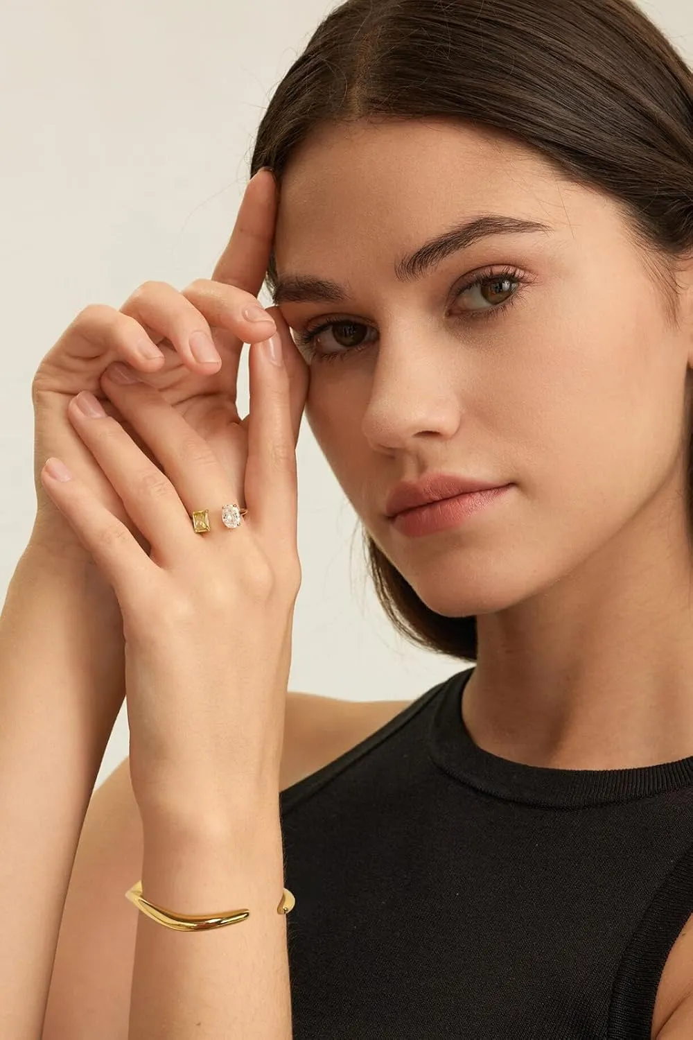 Gold Cuff Bracelet for Women Adjustable Open Cuff Bangle Bracelets Minimalist Arm Cuffs Wrist Bracelet