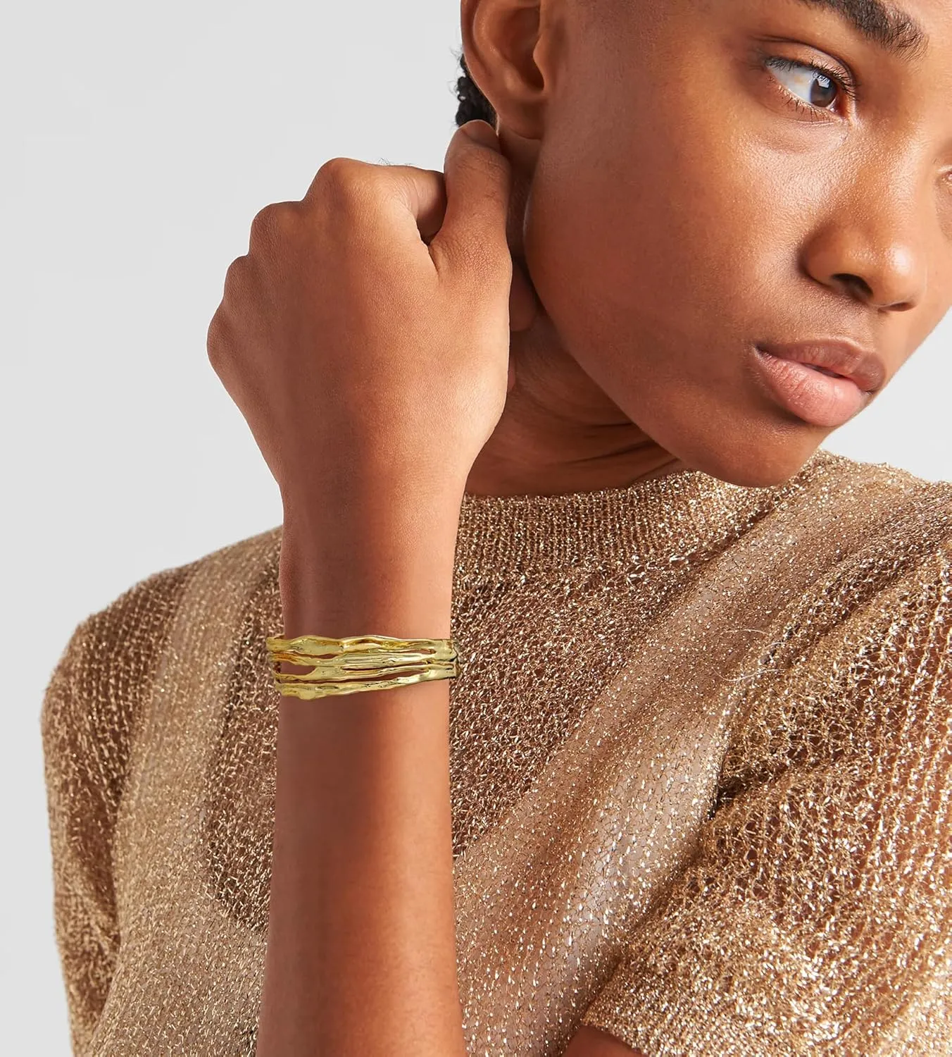 Gold Cuff Bracelets for Women Chunky Open Adjustable 14K Gold Plated Minimalist Wrist Cuff Bangle Statement Bracelets Jewelry