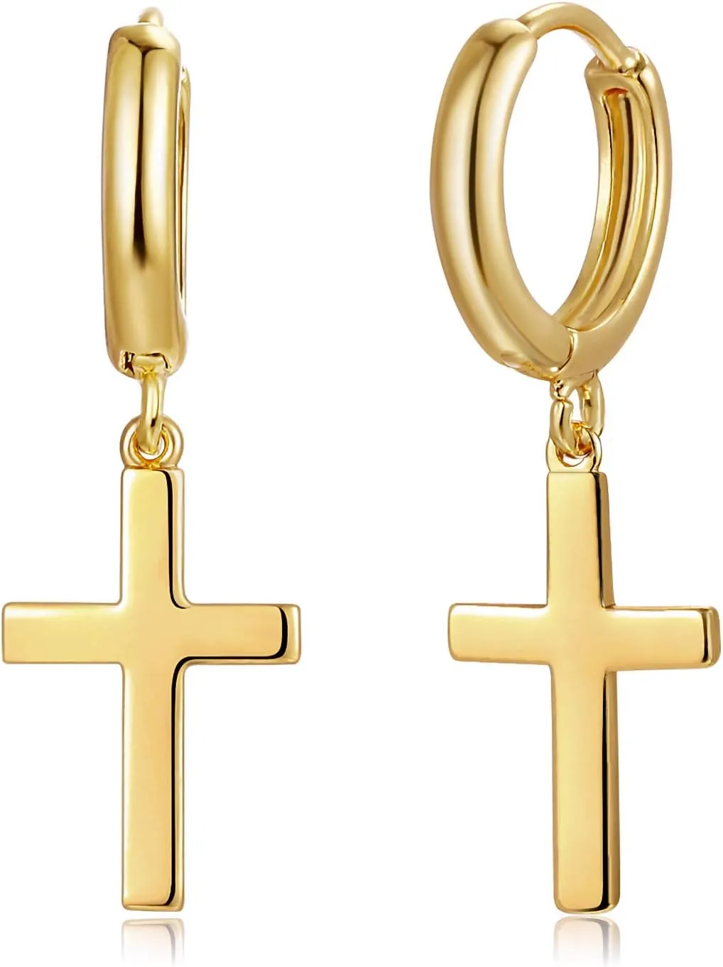 Gold Dangle Drop Hoop Earrings for Women Men Gold Plated Dainty Earrings Hypoallergenic Star Cross Huggie Hoops Jewelry for Everyday Wear