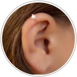 Gold Helix Ring with White Opal - 20 Gauge Thin Handmade 14k Gold Filled Earrings - Helix Ring Hoops -Gold Ear Piercing Rings For Women - Cormfortable & Elegant Design