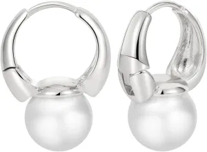 Gold Hoop Earrings for Women Pearl Earrings Lightweight Teardrop Hoop Earrings Paperclip Drop Dangle Earrings 14K Gold Plated Large Oval Pull Huggie Hoop Earrings Simple Everyday Jewelry Gifts