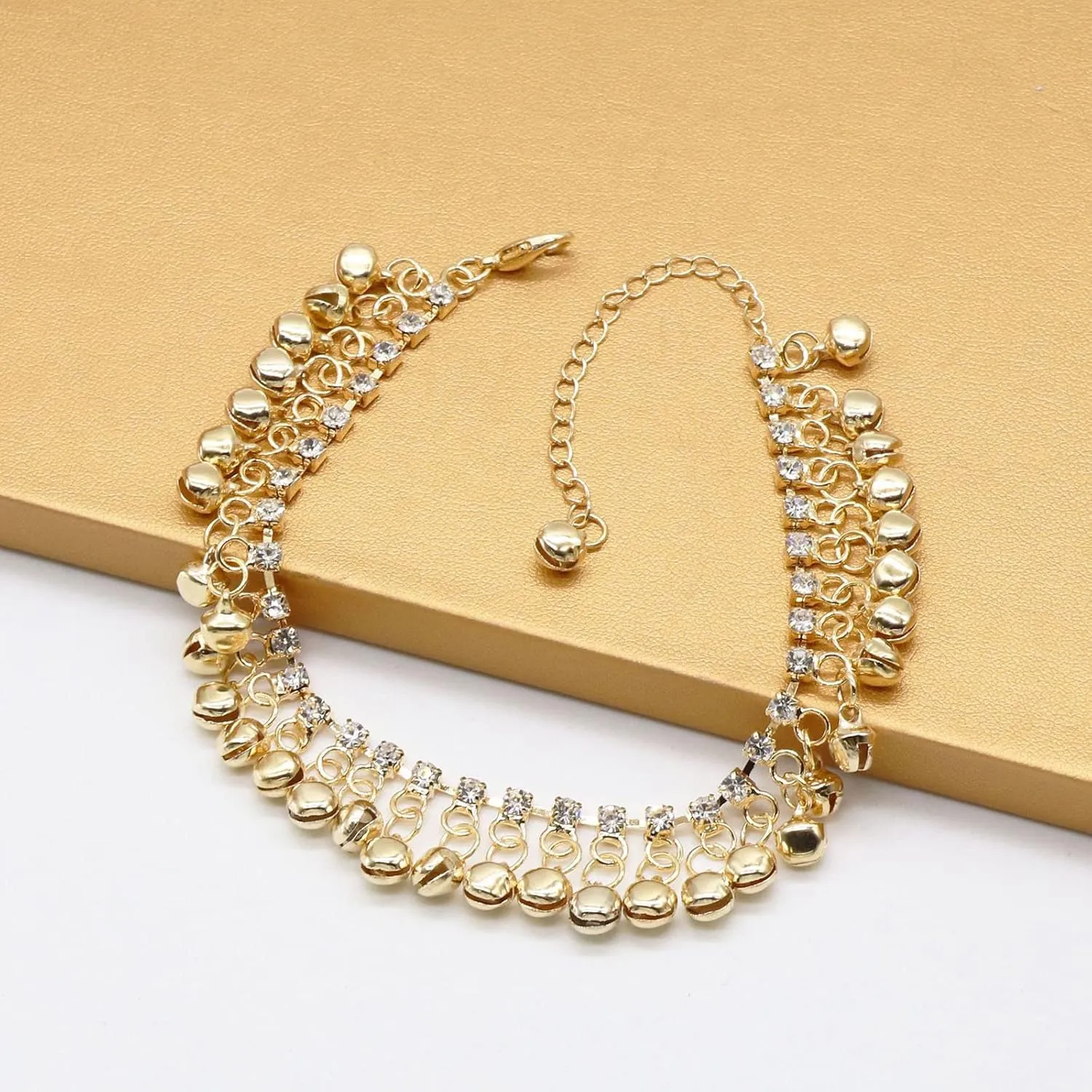 Gold Jingle Bells Anklet Bracelets for Women, Boho Beach Anklets Foot Chains with Dangling