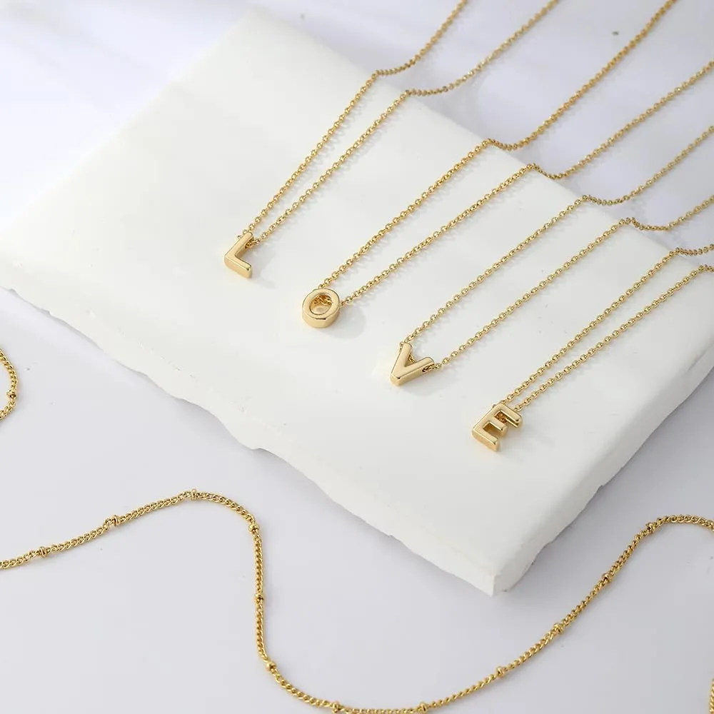 Gold Layered Initial Necklace for Women,14K Gold Plated Letter A-Z Pendant Layered Initial Personalized Pendant Necklace,Tiny Initial Choker Personalized Name Necklace Dainty Gold Necklaces for Women